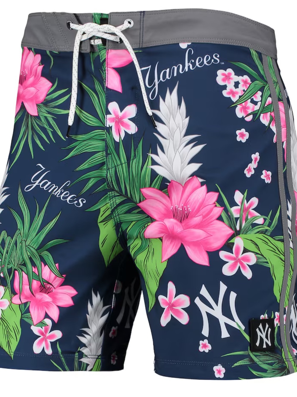 Hurley Navy Floral New York Yankees Board Shorts with Pink x47 Phantom